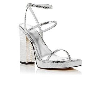 Marc Fisher LTD Kati‎ Sandals Women's 9M Silver Snakeskin Platform Block Heel